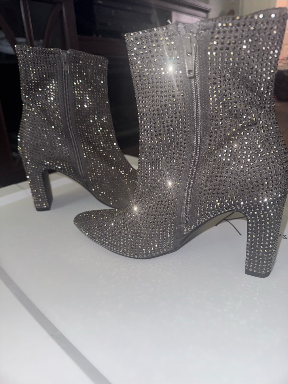 Bedazzled booties with SideZip
